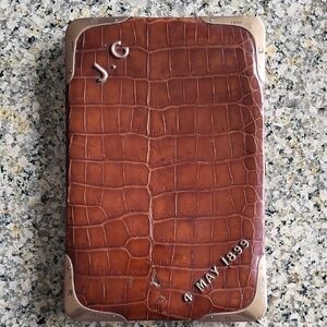 Brown Crocodile Leather Case with Silver Accents